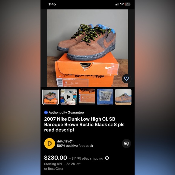 Nike Dunk Low CL Baroque Rustic Brown Men’s Size 7.5/Women’s Size 9 - Picture 9 of 15